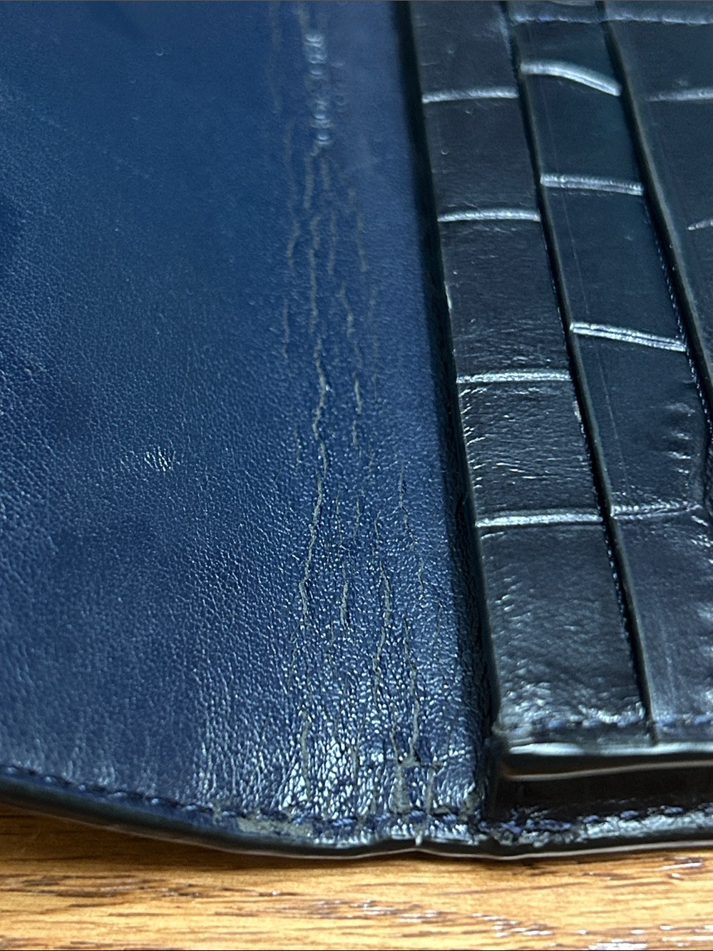 Coach Navy Croc-Embossed Continental Wallet with Snap Closure. 
EUC - Picture 3 of 9